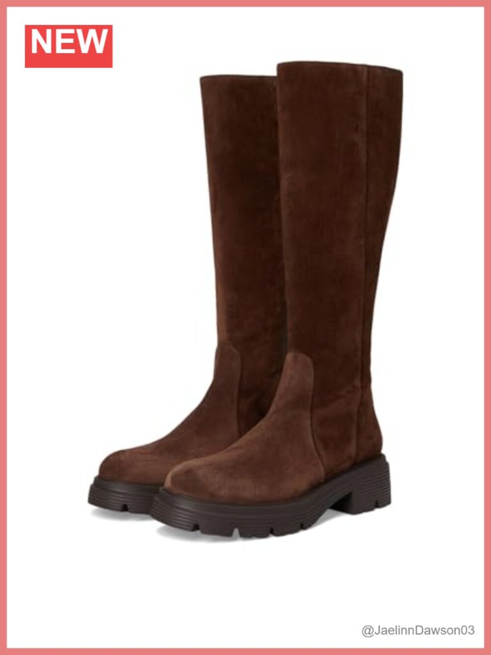Knee-High Equestrian Boots, Platform Heel, Zip Closure, Leather